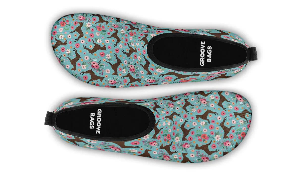 Miniature Pinscher Flower Aqua Barefoot Shoes