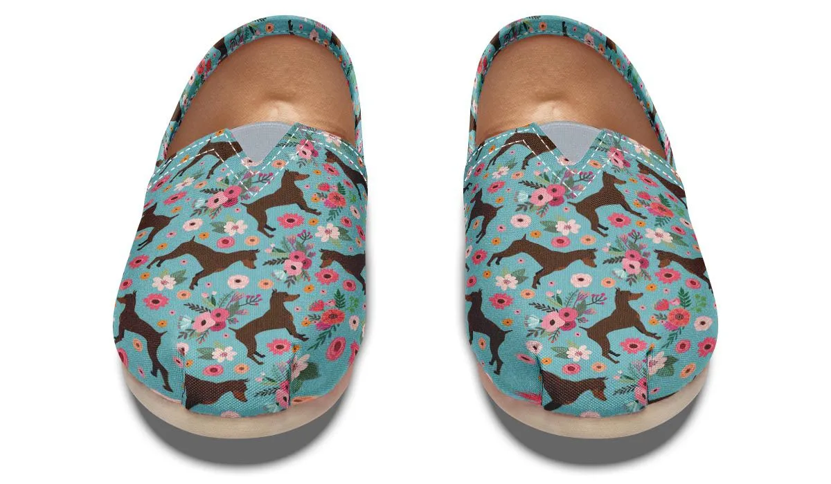 Miniature Pinscher Flower Casual Shoes