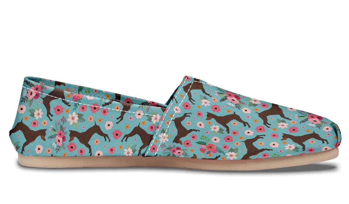 Miniature Pinscher Flower Casual Shoes