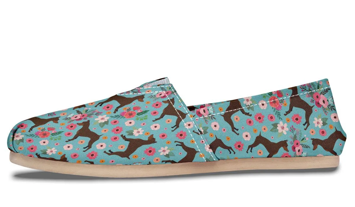 Miniature Pinscher Flower Casual Shoes