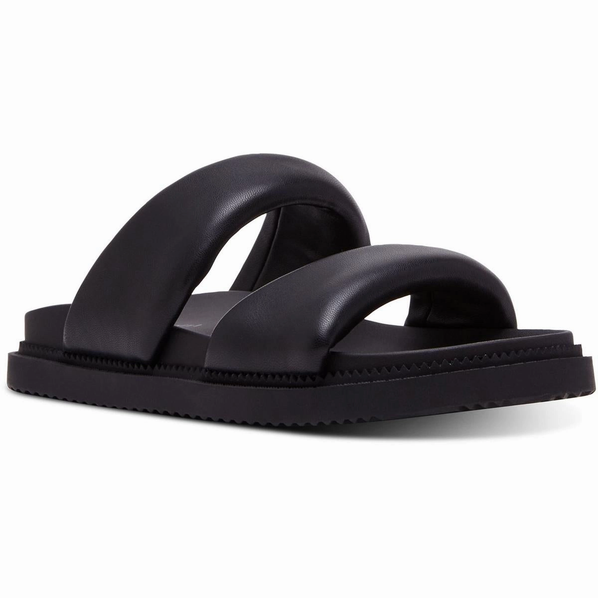 Minniie Womens Faux Leather Open Toe Slide Sandals