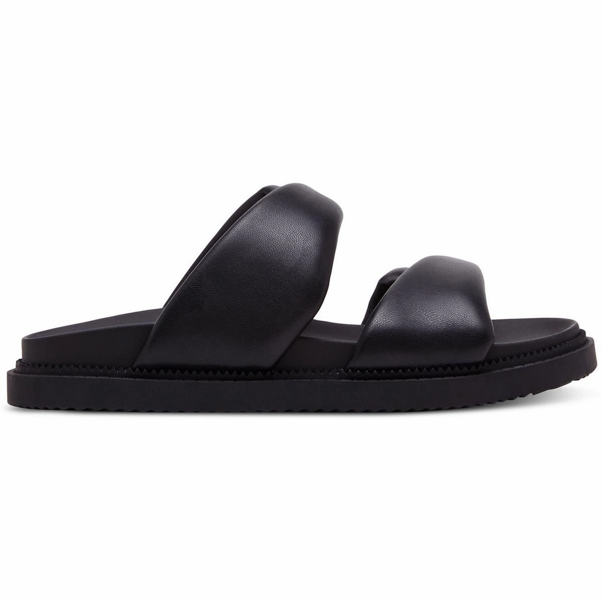 Minniie Womens Faux Leather Open Toe Slide Sandals