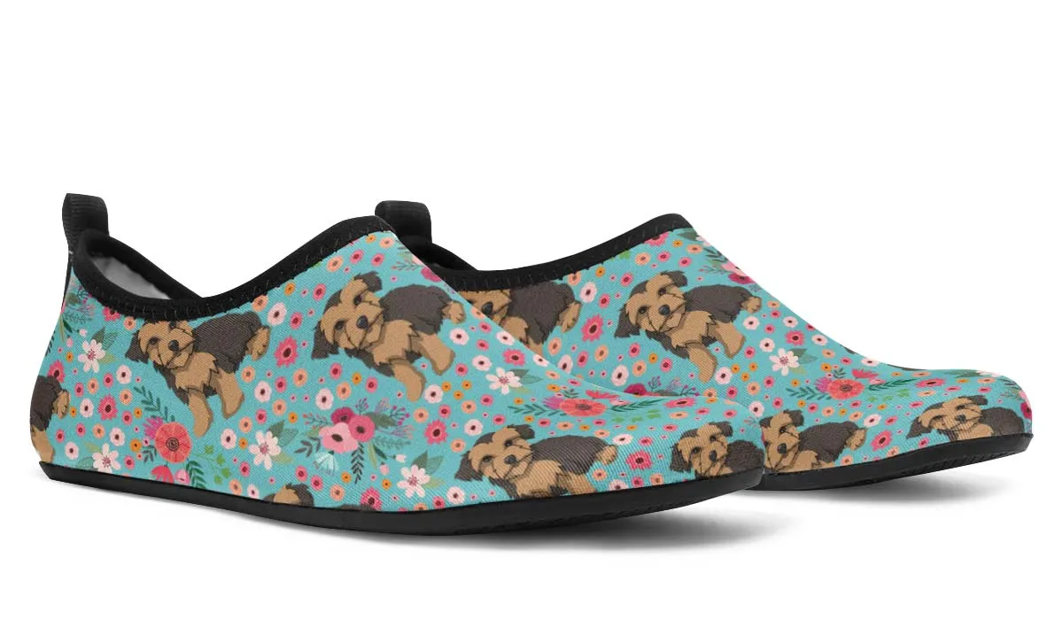Morkie Flower Aqua Barefoot Shoes