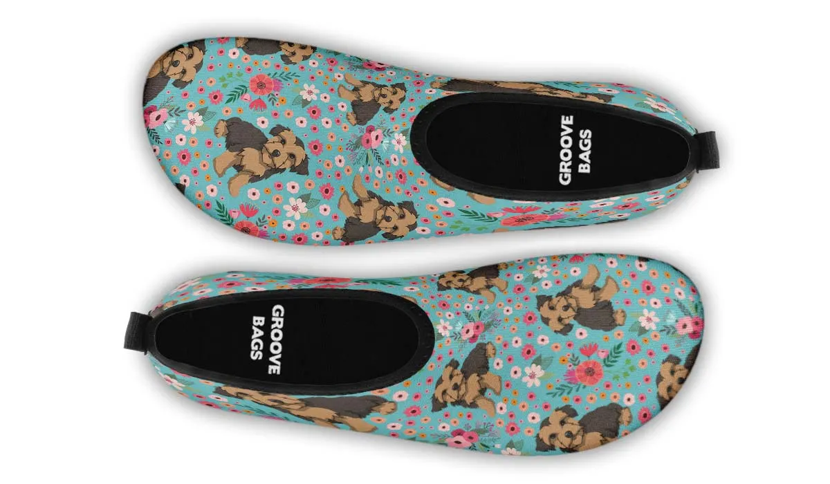 Morkie Flower Aqua Barefoot Shoes