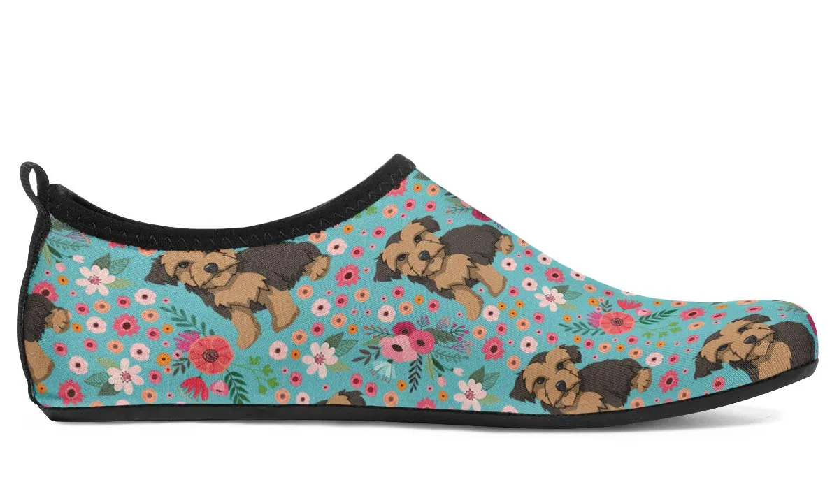 Morkie Flower Aqua Barefoot Shoes