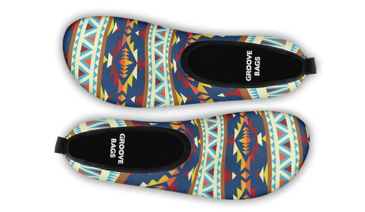 Native American Print Aqua Barefoot Shoes