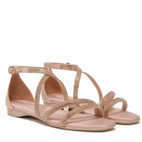 Naturalizer Sicily Sandal Women's US 8.5 Beige Rhinestone Square Toe KHD1166