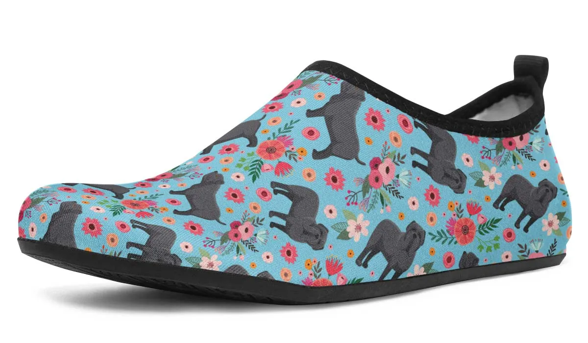 Neapolitan Mastiff Flower Aqua Barefoot Shoes