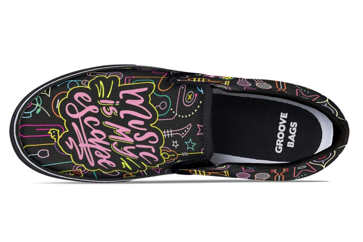 Neon Music Slip-On Shoes