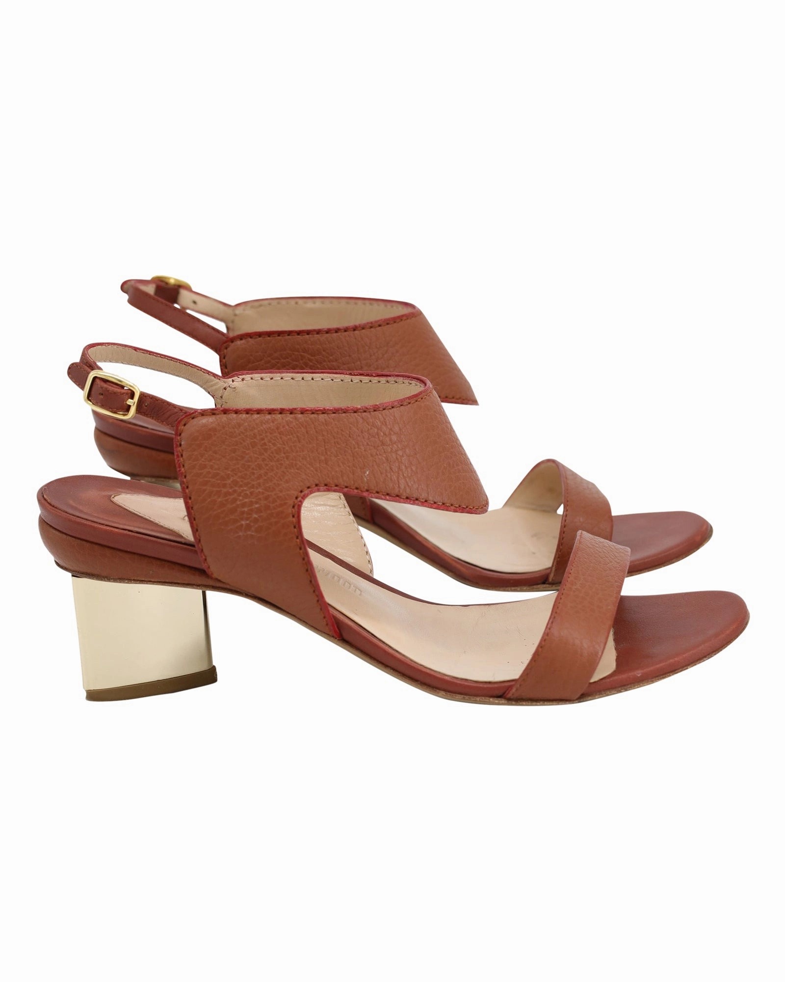 Nicholas Kirkwood Leda Block-Heel Sandals in Brown Leather