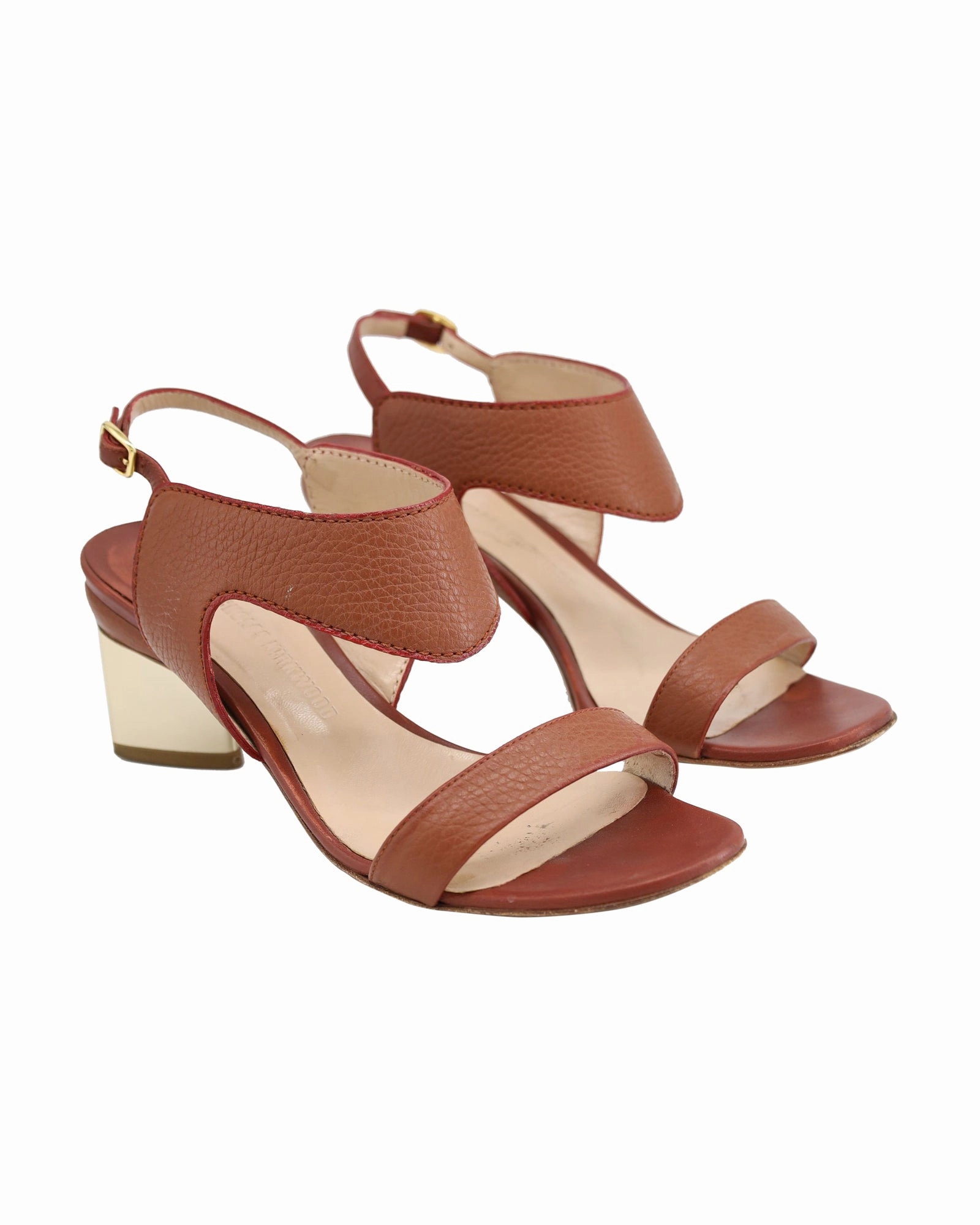 Nicholas Kirkwood Leda Block-Heel Sandals in Brown Leather