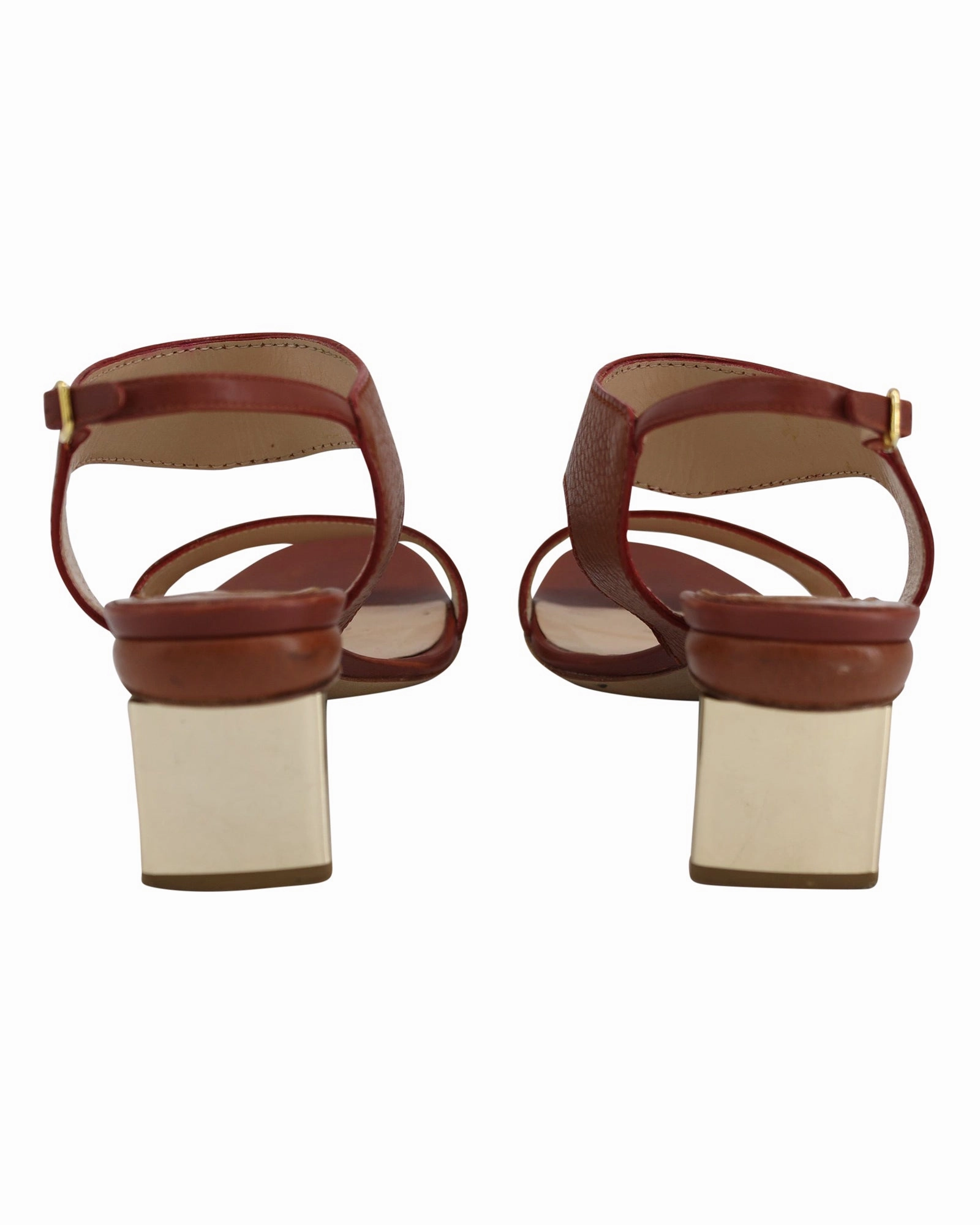 Nicholas Kirkwood Leda Block-Heel Sandals in Brown Leather