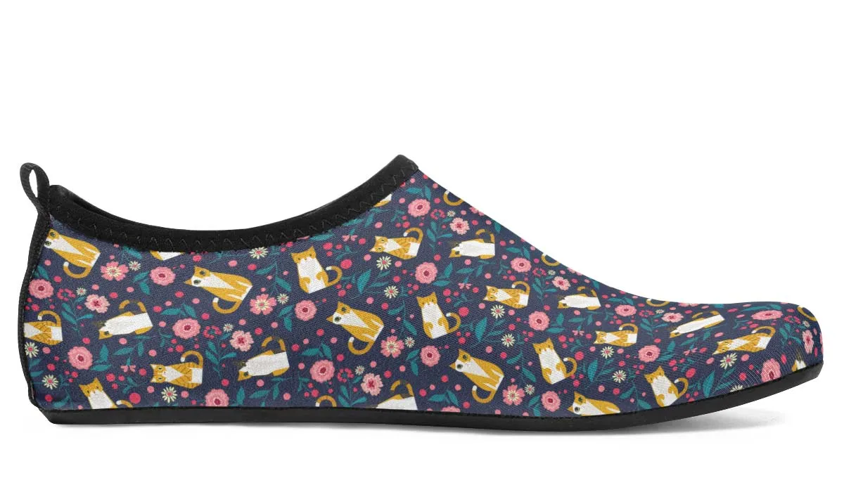 Orange Cat Flower Aqua Barefoot Shoes