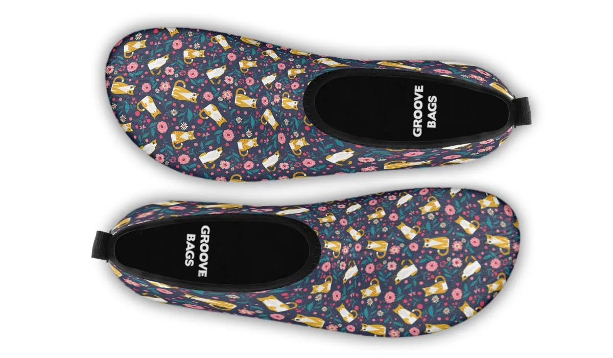 Orange Cat Flower Aqua Barefoot Shoes