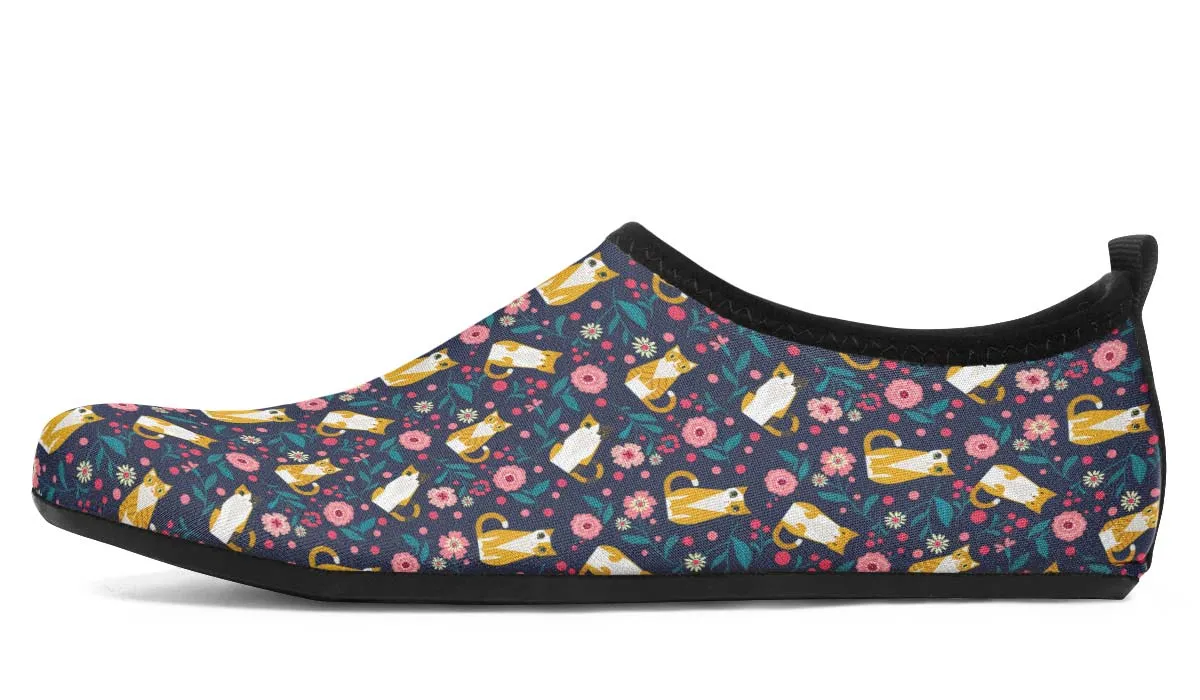 Orange Cat Flower Aqua Barefoot Shoes