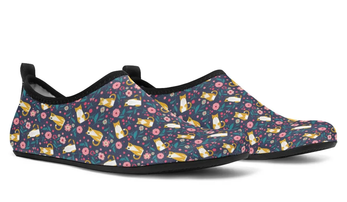 Orange Cat Flower Aqua Barefoot Shoes