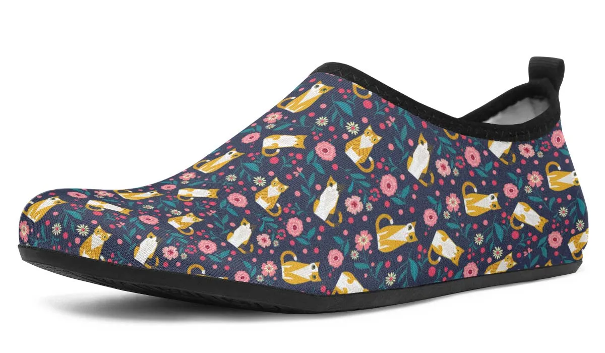 Orange Cat Flower Aqua Barefoot Shoes