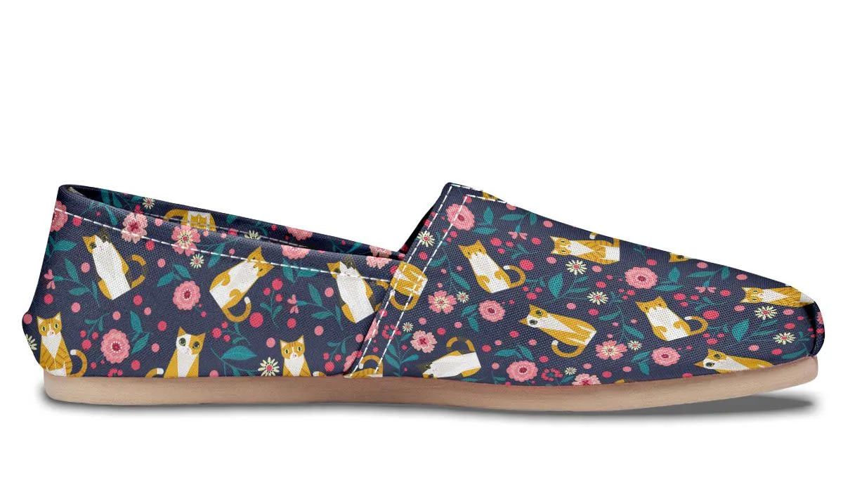 Orange Cat Flower Casual Shoes