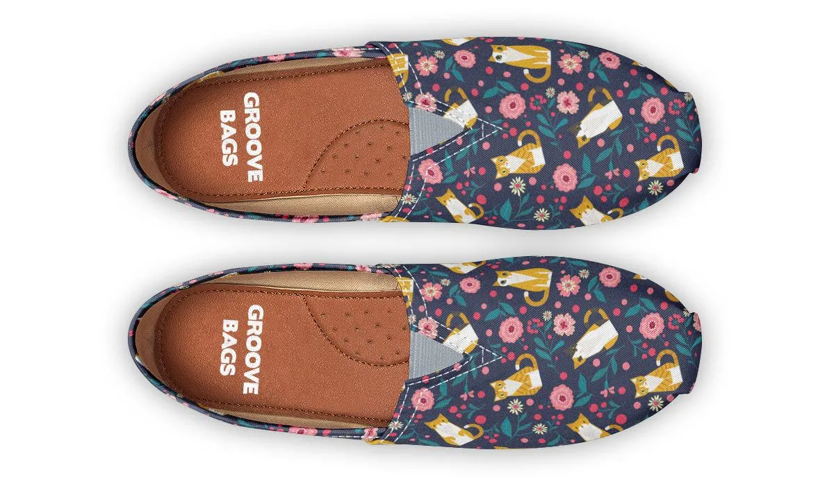 Orange Cat Flower Casual Shoes
