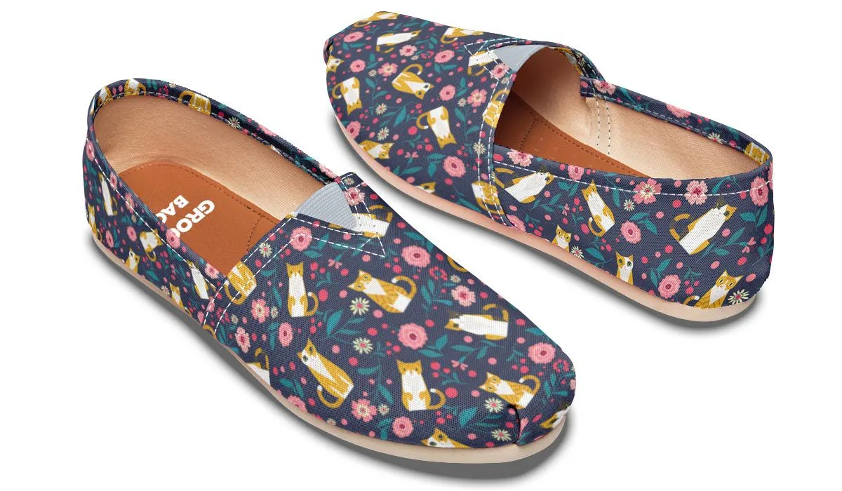 Orange Cat Flower Casual Shoes