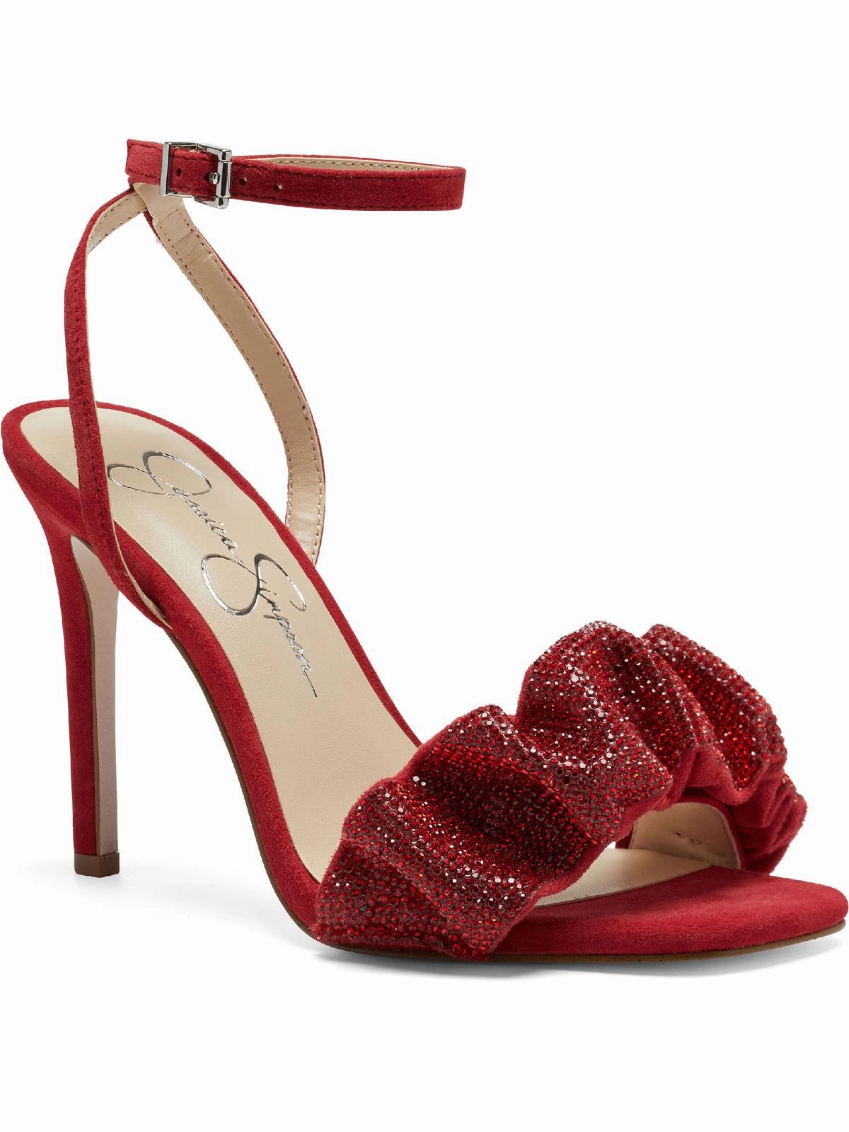 Owina Womens Ruffled Rhinestone Dress Sandals