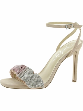 Owina Womens Ruffled Rhinestone Dress Sandals