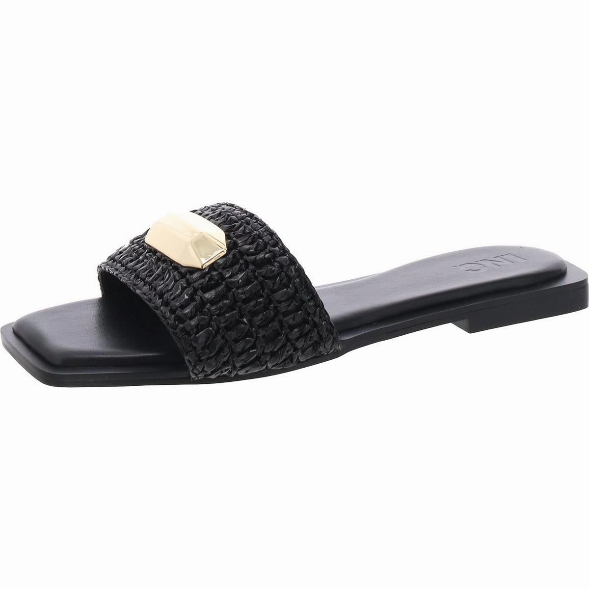 Paramita Womens Square Open Toe Raffia Slide Sandals