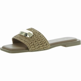 Paramita Womens Square Open Toe Raffia Slide Sandals
