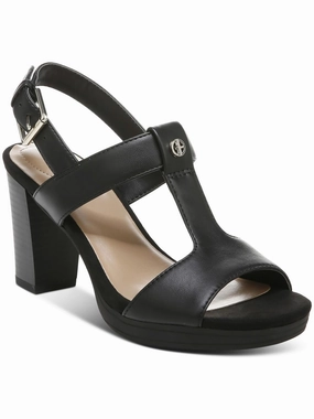Paulette Womens Faux Leather T-Strap Block Heel