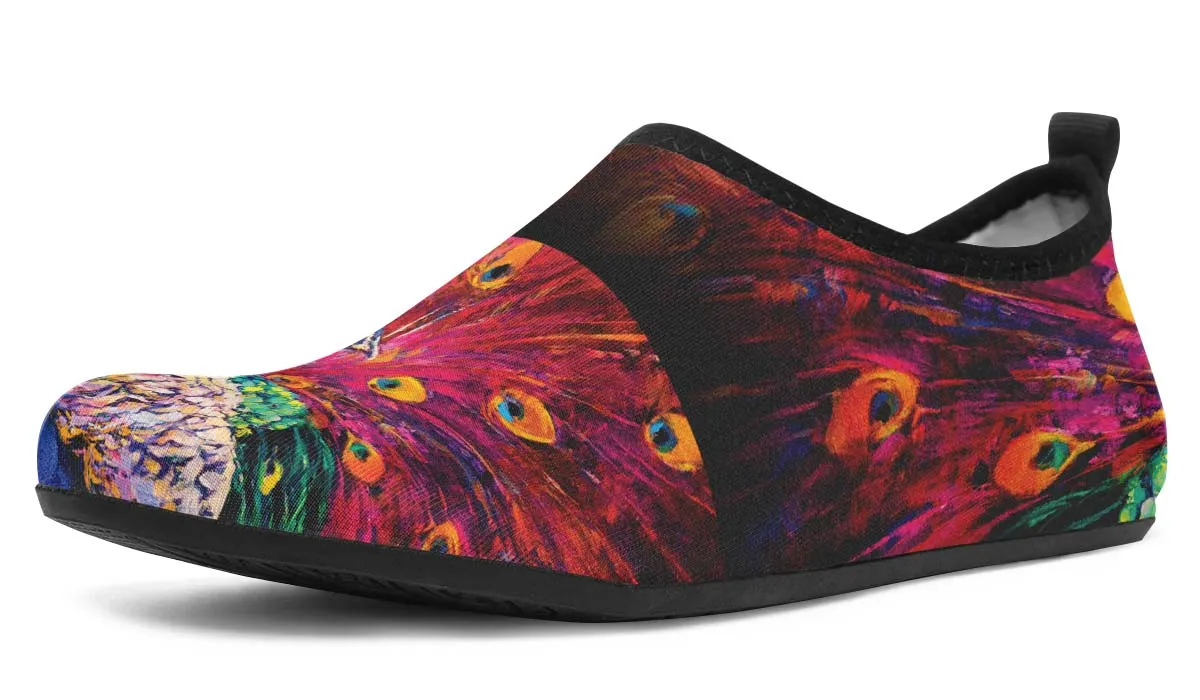 Peacock Painting Aqua Barefoot Shoes