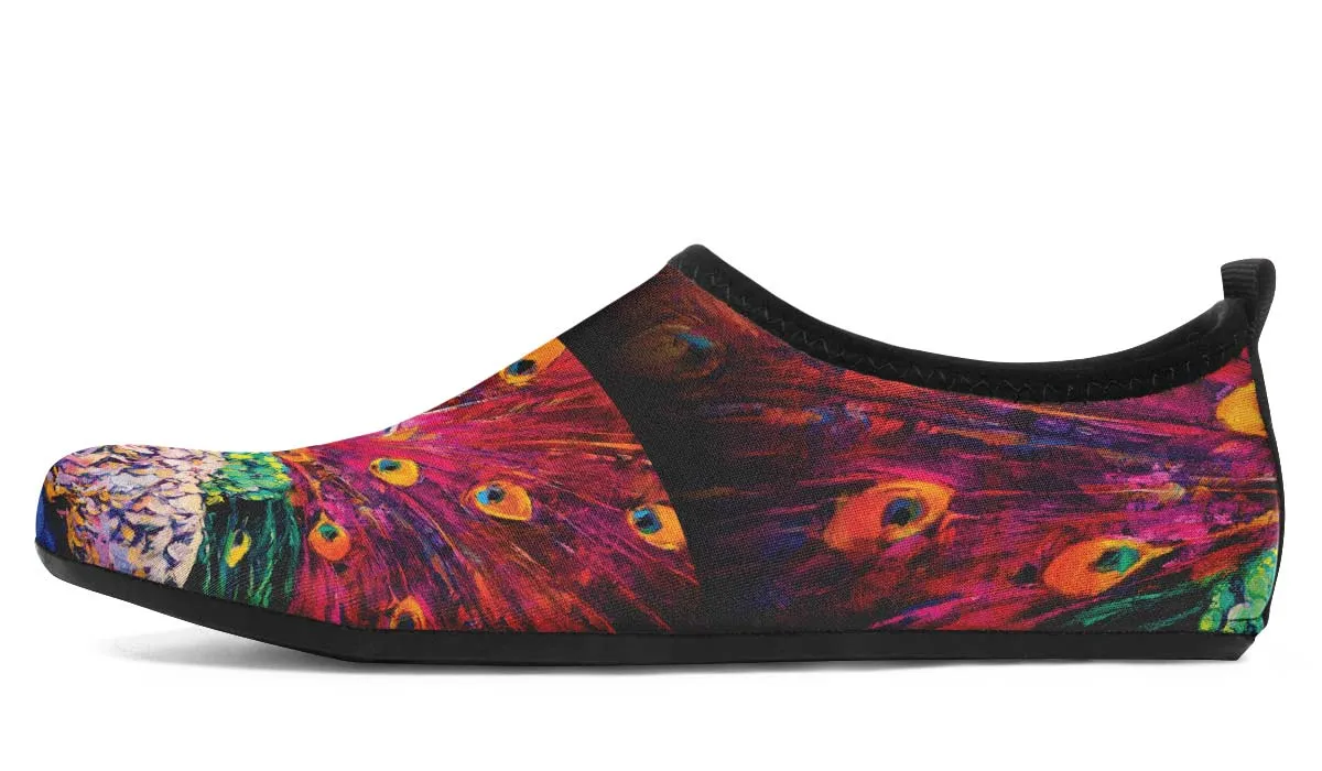 Peacock Painting Aqua Barefoot Shoes