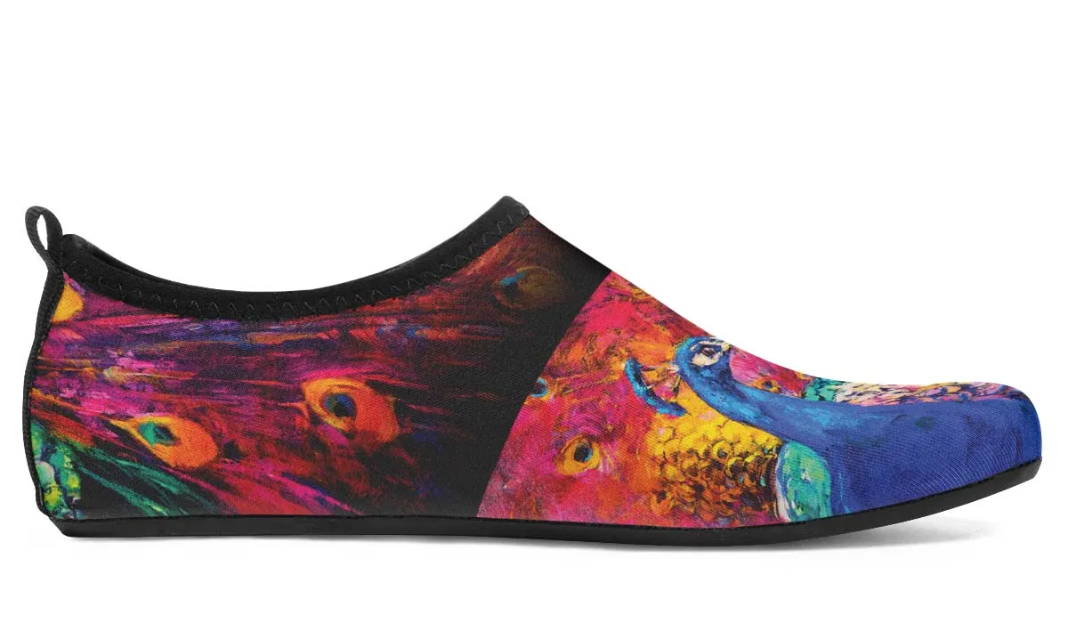 Peacock Painting Aqua Barefoot Shoes