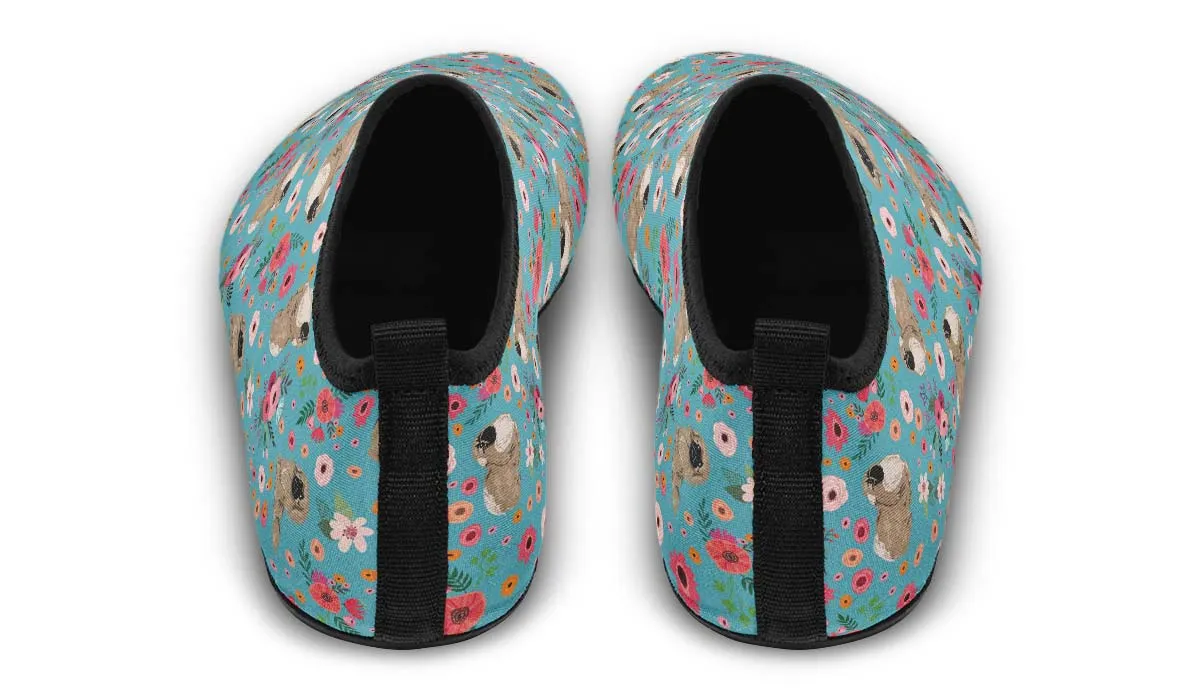Pekingese Flower Aqua Barefoot Shoes