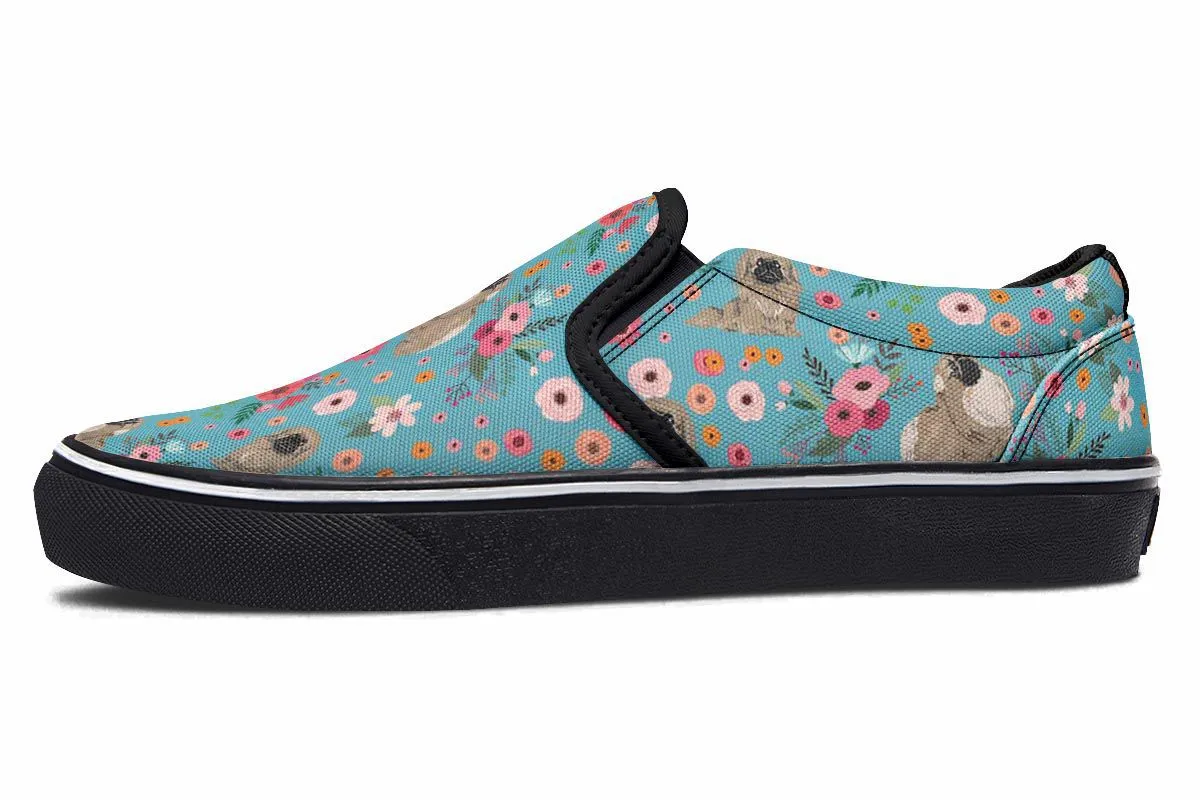 Pekingese Flower Slip-On Shoes