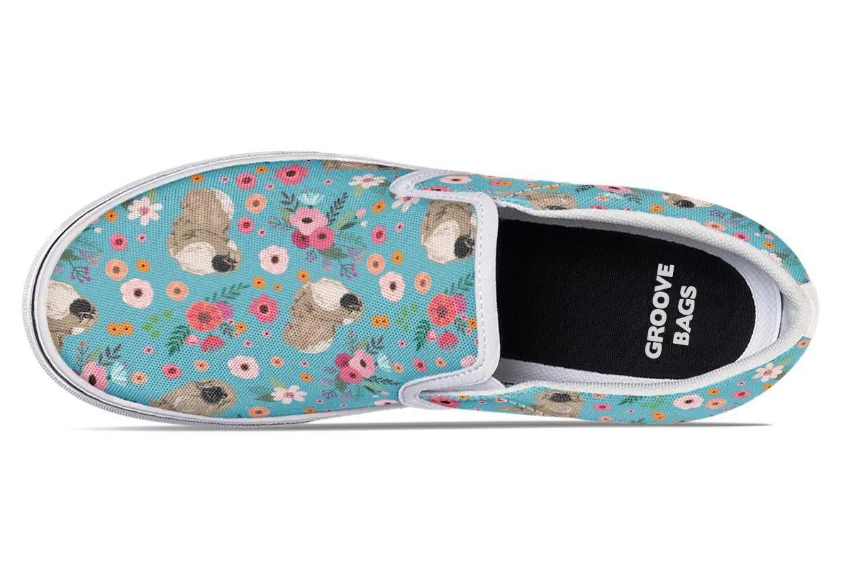 Pekingese Flower Slip-On Shoes