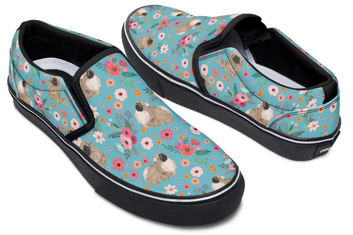 Pekingese Flower Slip-On Shoes