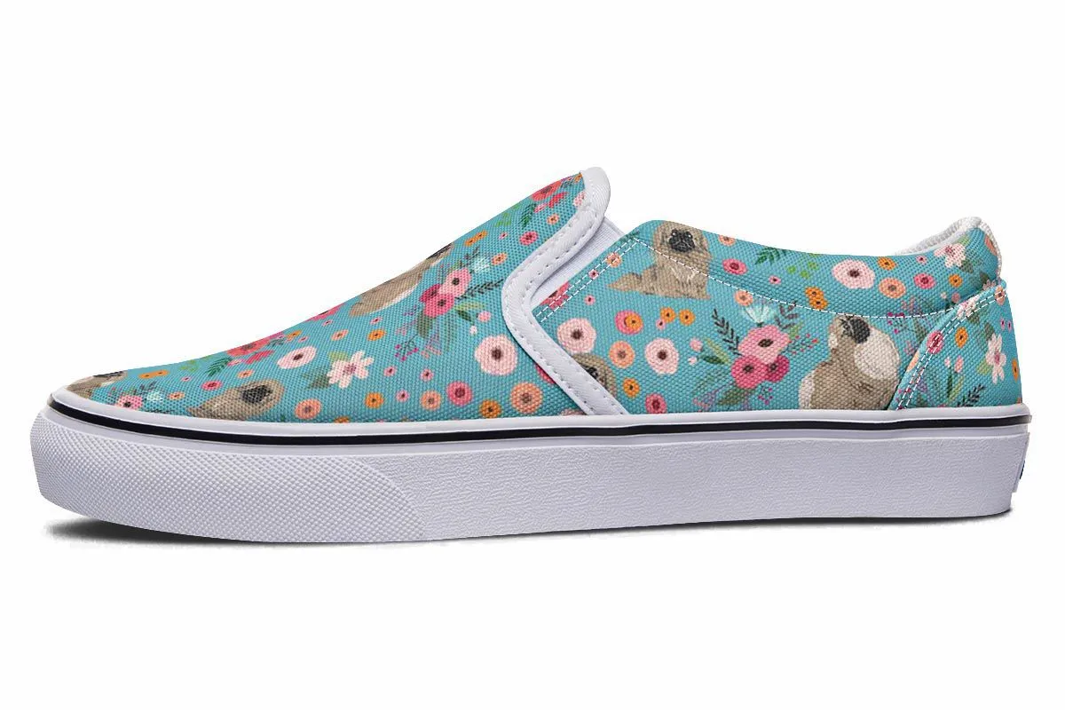 Pekingese Flower Slip-On Shoes
