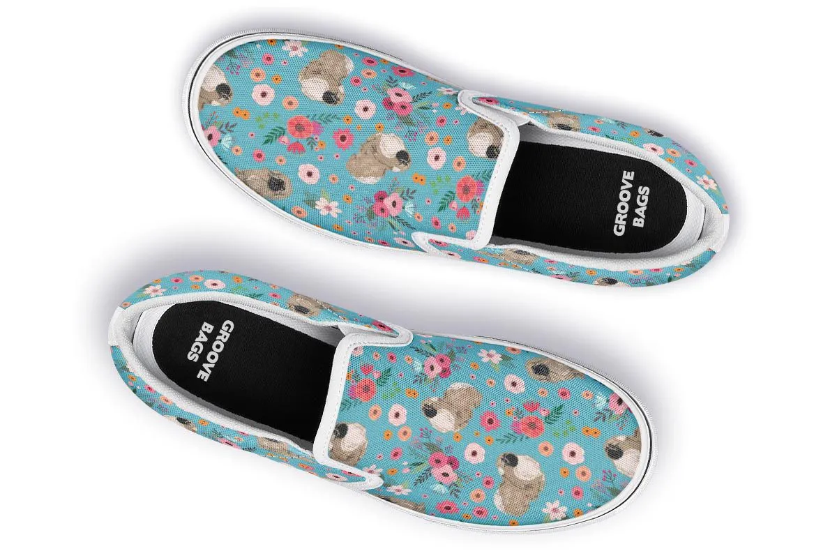 Pekingese Flower Slip-On Shoes