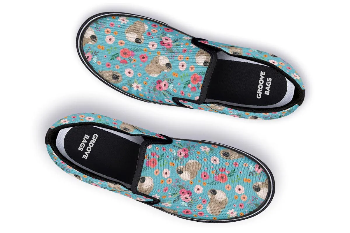 Pekingese Flower Slip-On Shoes