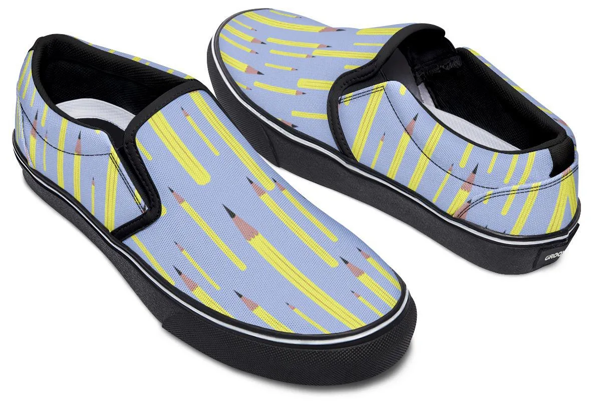 Pencil Pattern Slip-On Shoes