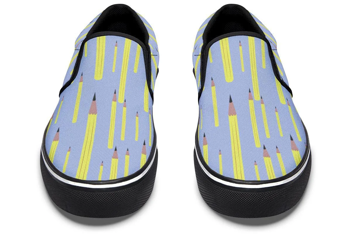Pencil Pattern Slip-On Shoes