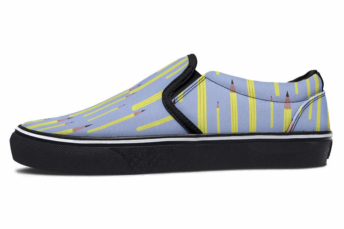 Pencil Pattern Slip-On Shoes