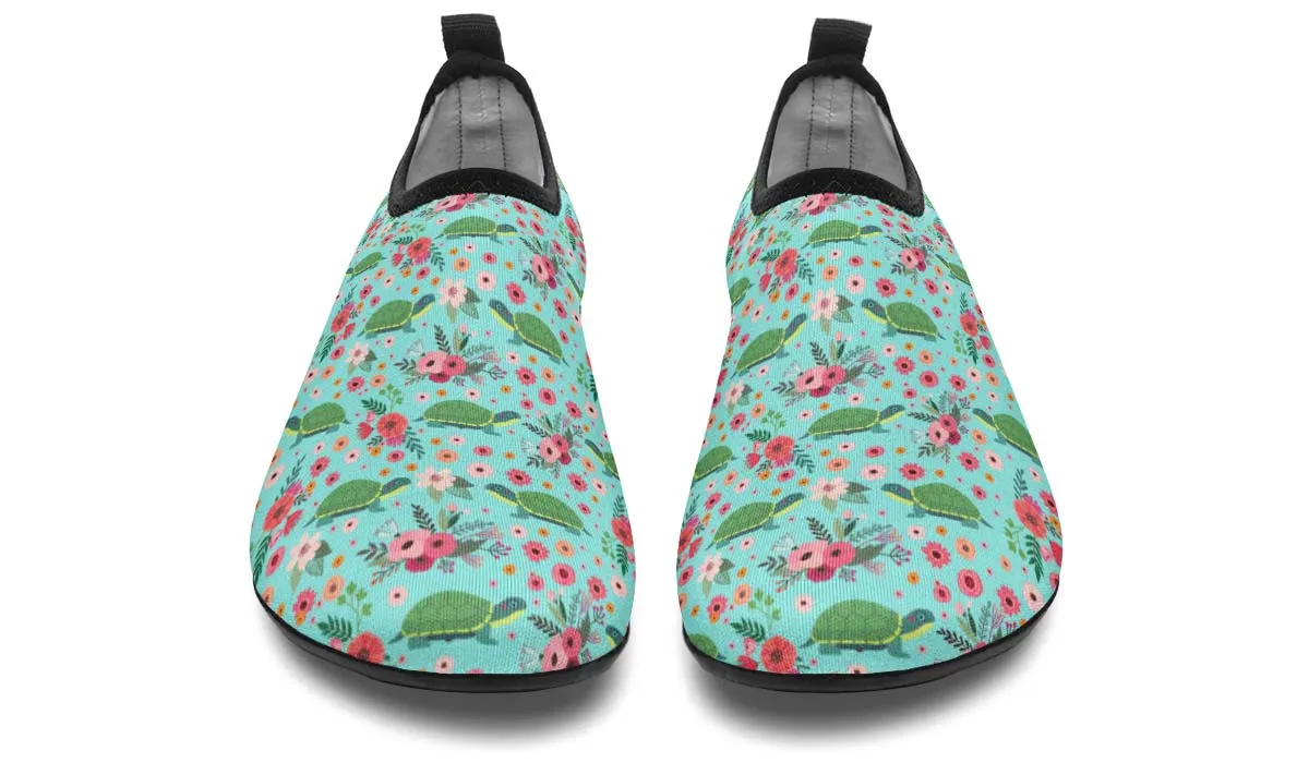 Pet Turtle Flower Aqua Barefoot Shoes