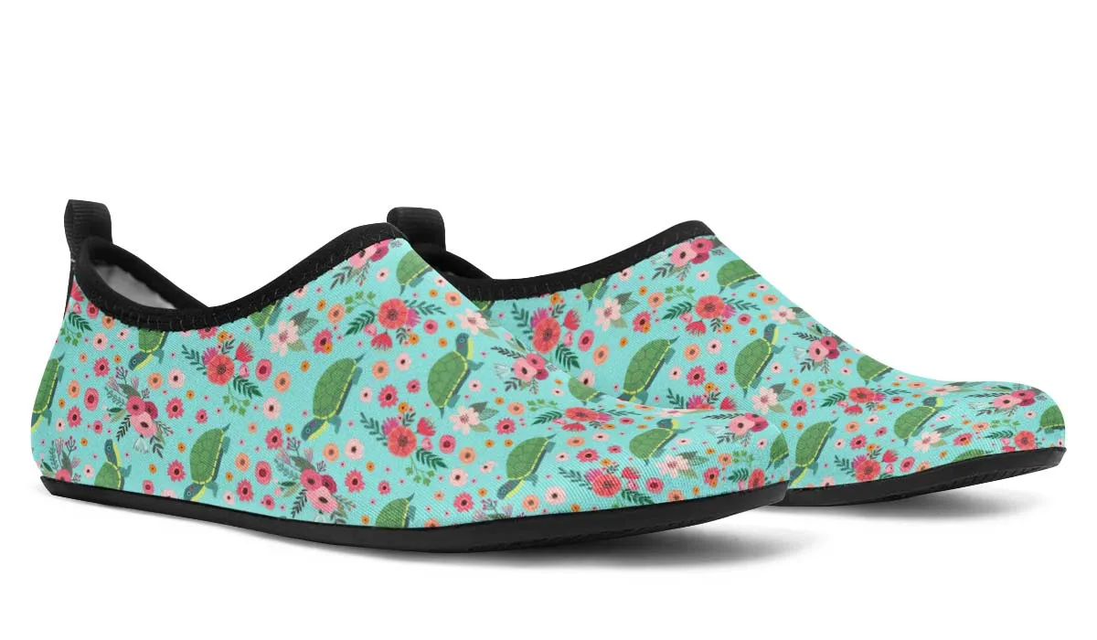 Pet Turtle Flower Aqua Barefoot Shoes