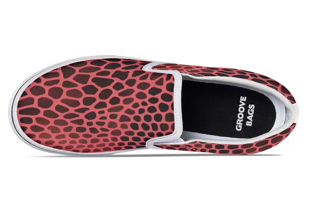 Pink Reptile Design Slip-On Shoes