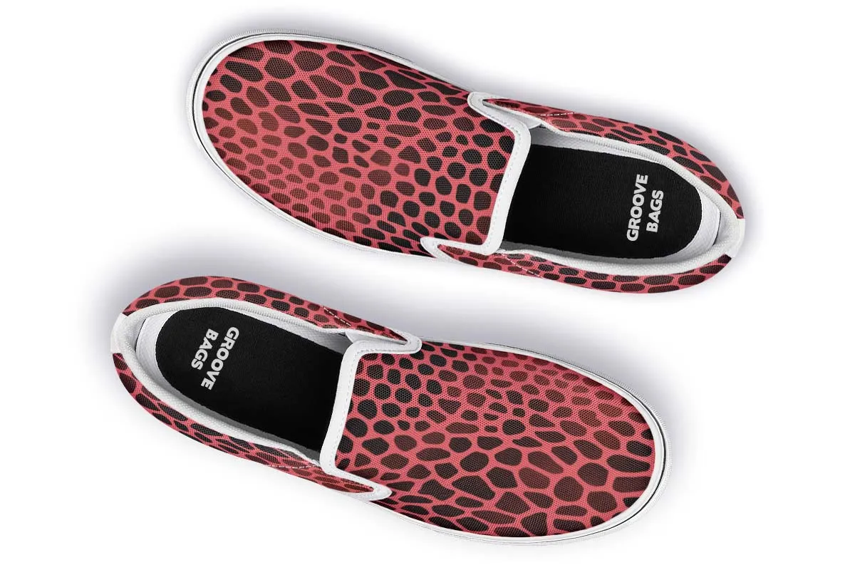 Pink Reptile Design Slip-On Shoes