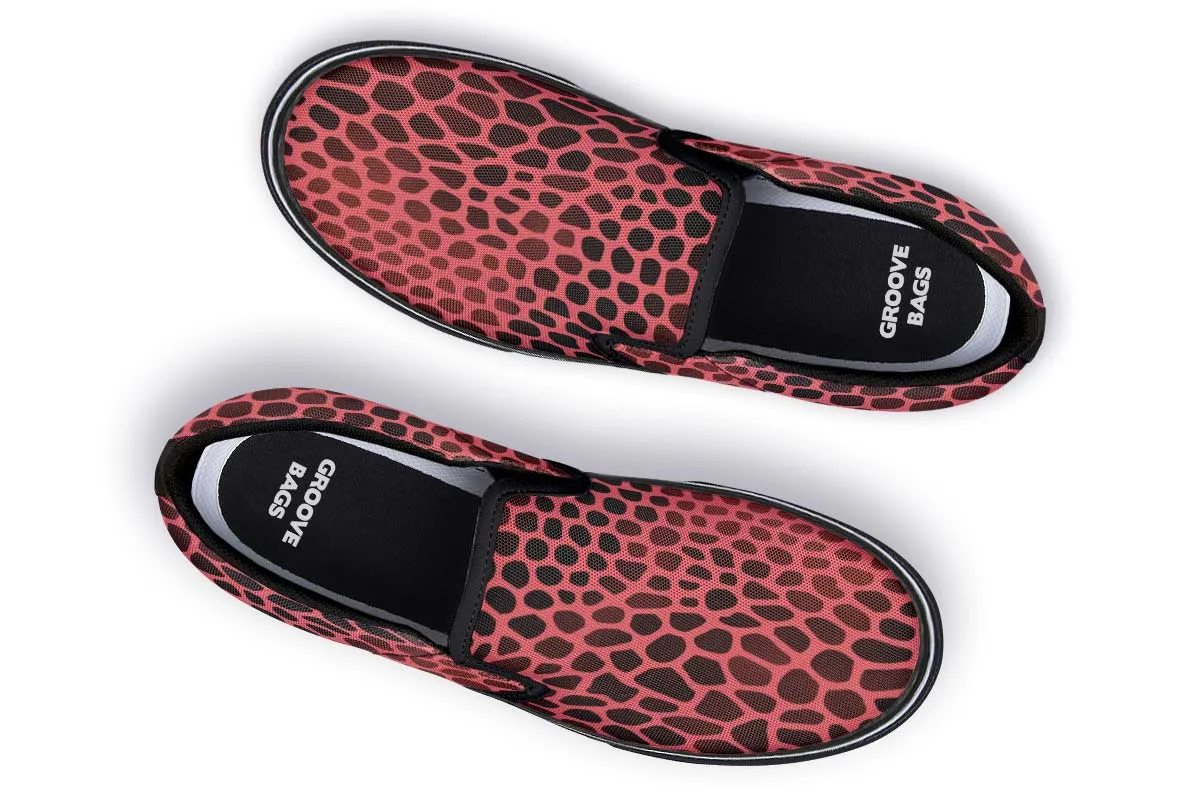 Pink Reptile Design Slip-On Shoes