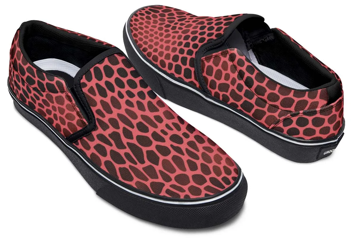 Pink Reptile Design Slip-On Shoes