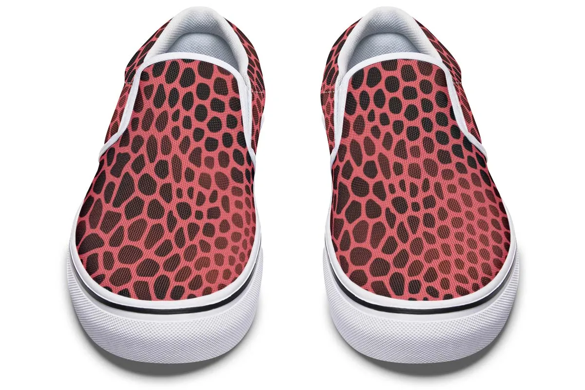 Pink Reptile Design Slip-On Shoes