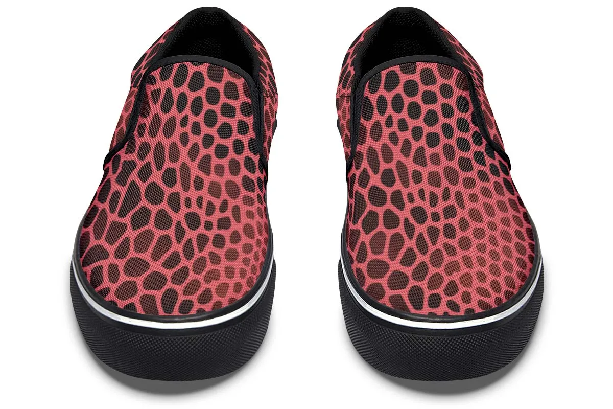 Pink Reptile Design Slip-On Shoes